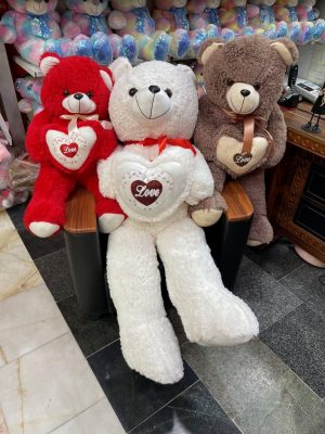 خرس قلب به دست در سه رنگ سایز ۱۰۰